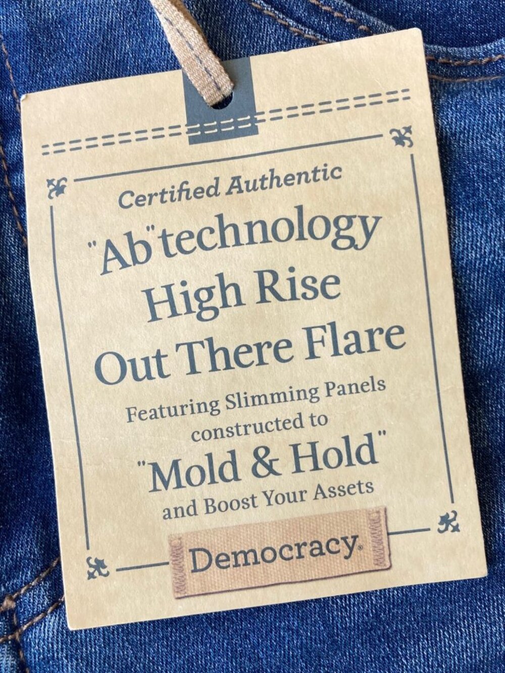 Democracy Ab Solution High Rise Out There Flare Jeans Raw Hem Womens 6 Blue NWT - Picture 3 of 11